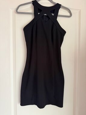 Speechless Black Strappy Halter Mini Dress